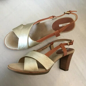 Geox Respira Women's High-Heeled  Strappy Sandals brown gold EUR 41 | US 10.5